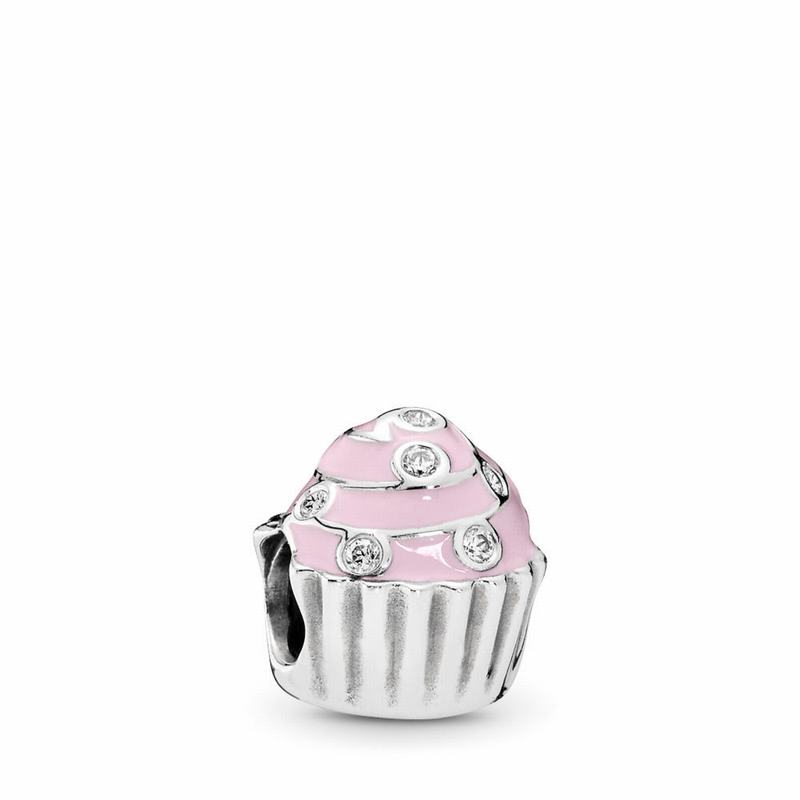 Pandora Sweet Cupcake Charm - Sterling Silver/Enamel/Pink/Cubic Zirconia - Canada | RX8949KA